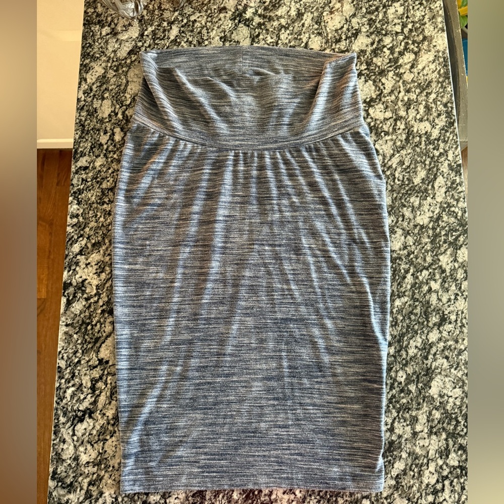 Luxe Essentials Denim Heathered Blue Maternity Pencil Skirt